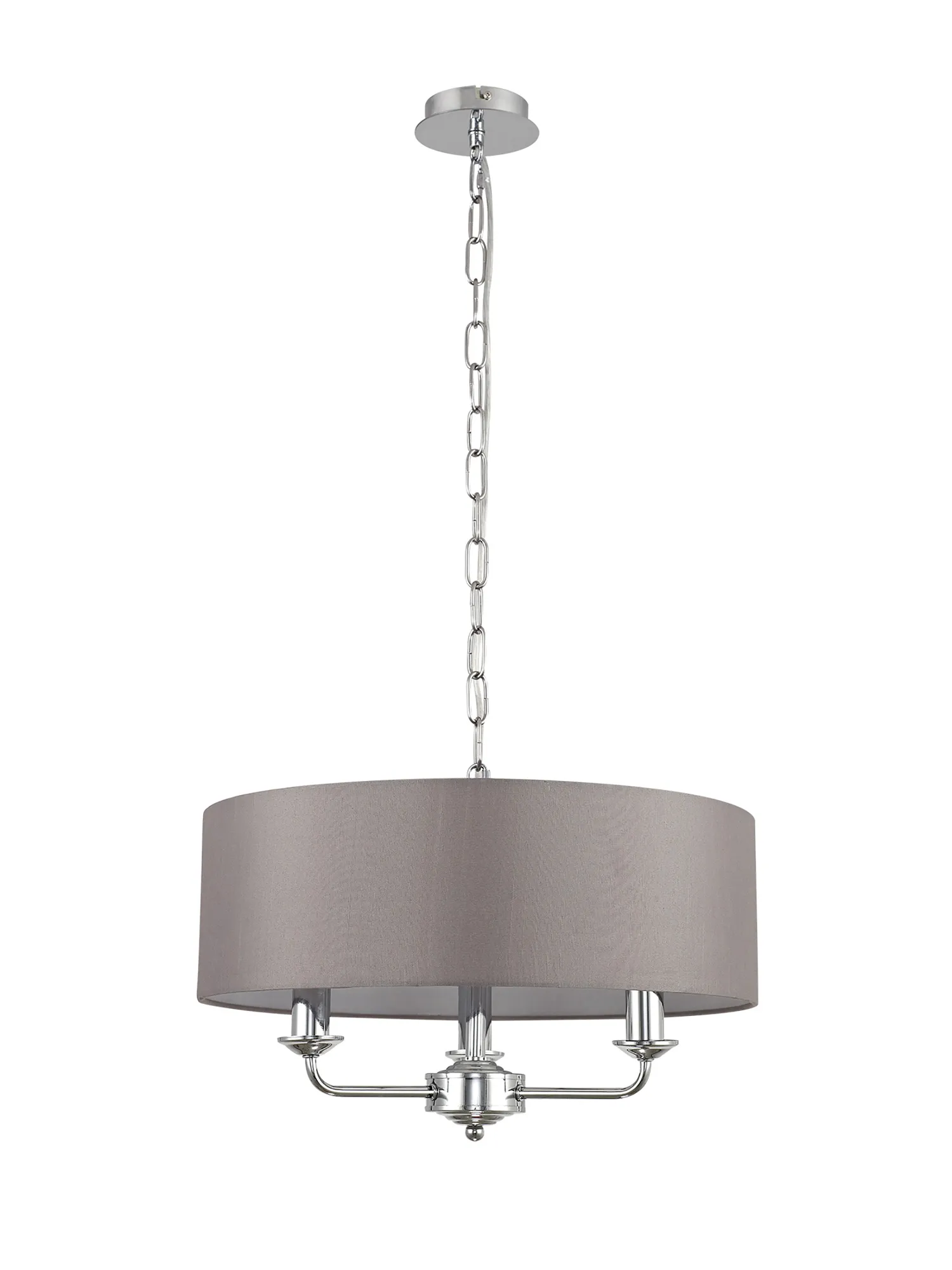 Banyan 45cm 3 Light Pendant Polished Chrome; Grey DK0004  Deco Banyan CH GR